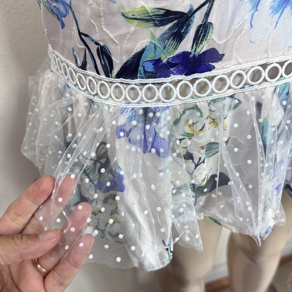 (T6) NEW Foxiedox Ressie Blue Floral Dress with Ruffles Size S - Picture 4 of 16